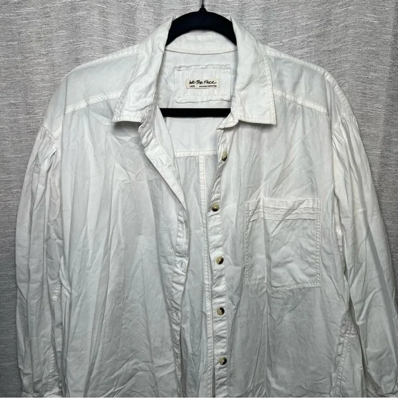 We The Free Crisp White Collared Button Down Shirt Size Large - Picture 6 of 16